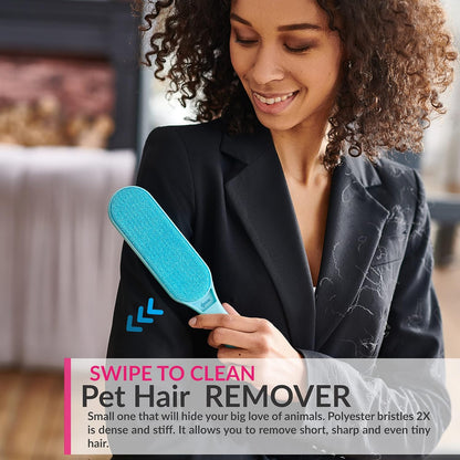New Blue Self-Cleaning Double-Sided  for Couch, Furniture, Clothing, Car Seats, Carpet, Pet Bed - Dog & Cat Hair Remover, Fur & Lint Brush