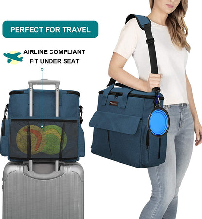Ultimate Pet Travel Bag: Weekend Adventure Set for Dogs & Cats - Airline Approved with Storage, Bowls & Feeding Mat! 🐾✈️💙