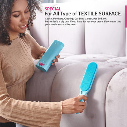 New Blue Self-Cleaning Double-Sided  for Couch, Furniture, Clothing, Car Seats, Carpet, Pet Bed - Dog & Cat Hair Remover, Fur & Lint Brush