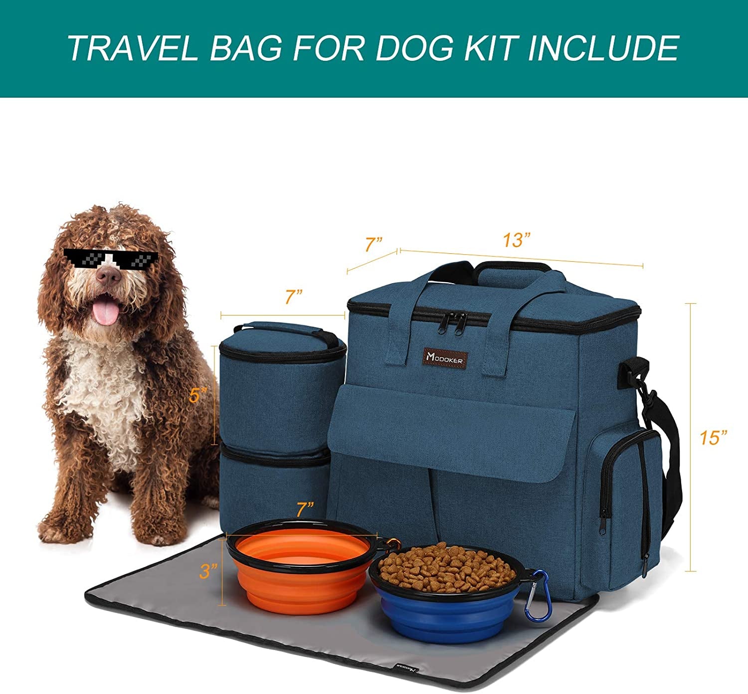 Ultimate Pet Travel Bag: Weekend Adventure Set for Dogs & Cats - Airline Approved with Storage, Bowls & Feeding Mat! 🐾✈️💙